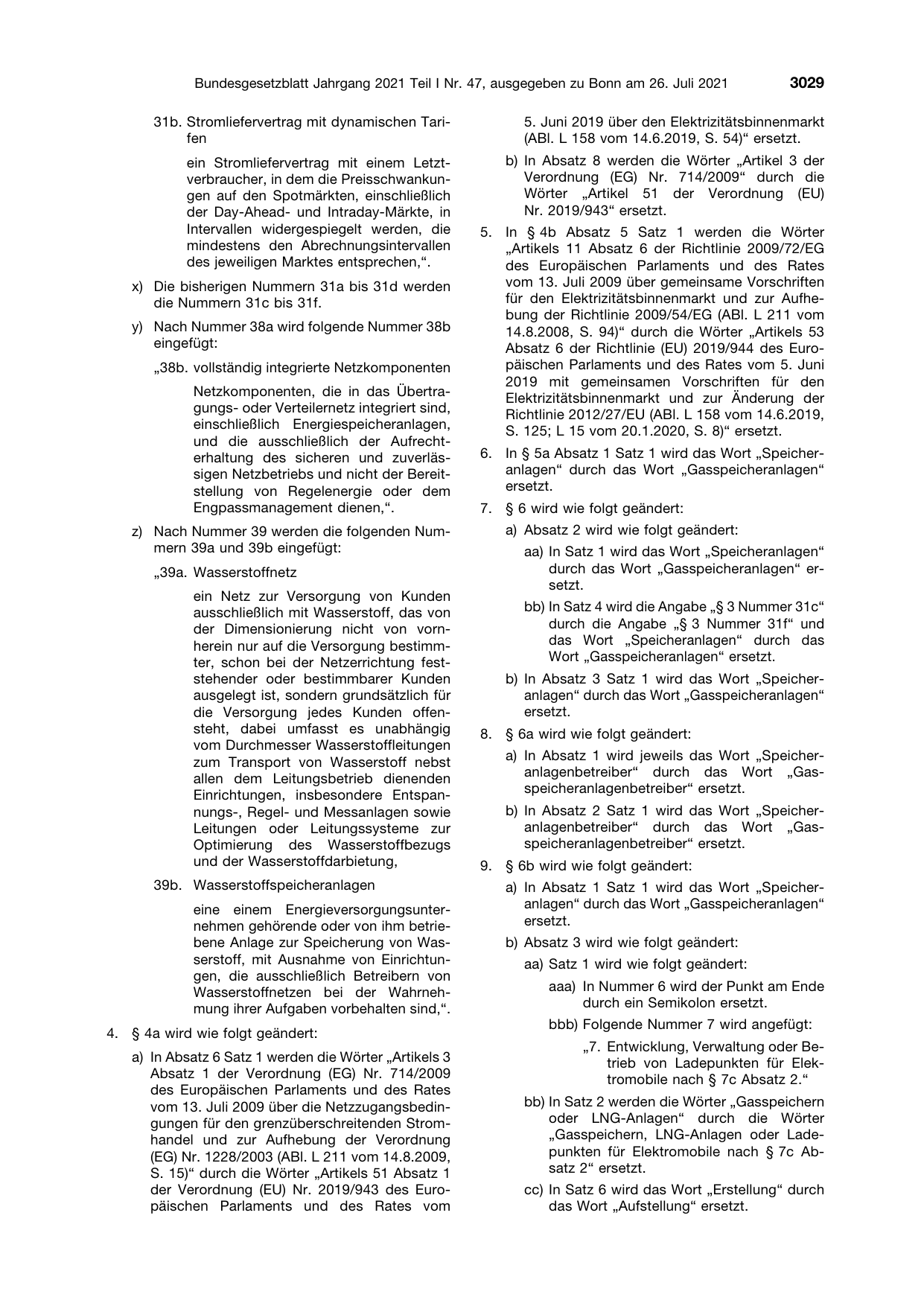 BGBl. 2021, Seite 3029 — Originalseite als Abbildung