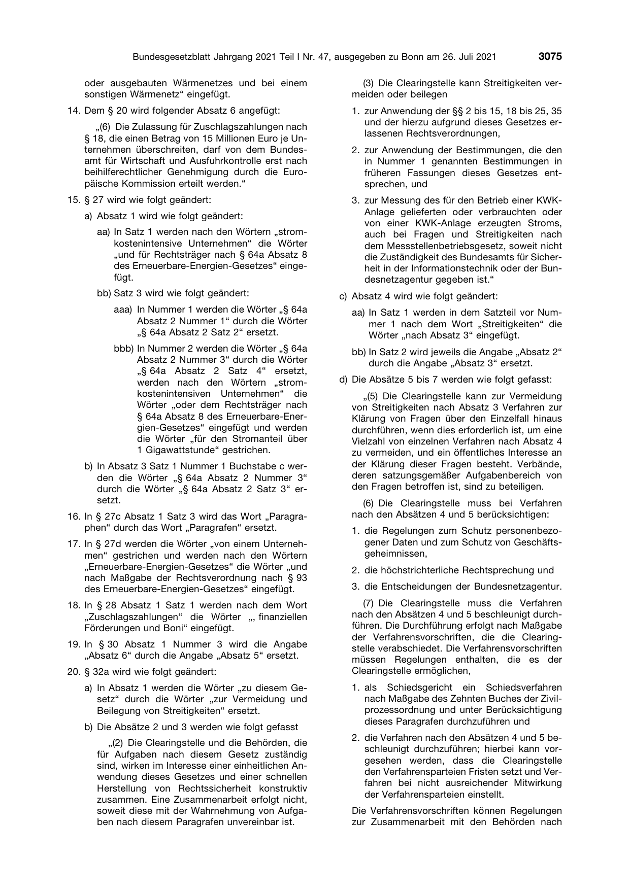 BGBl. 2021, Seite 3075 — Originalseite als Abbildung