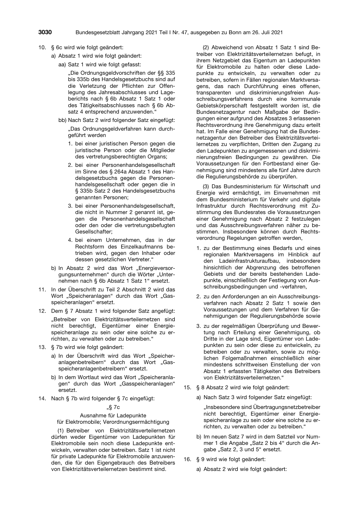 BGBl. 2021, Seite 3030 — Originalseite als Abbildung