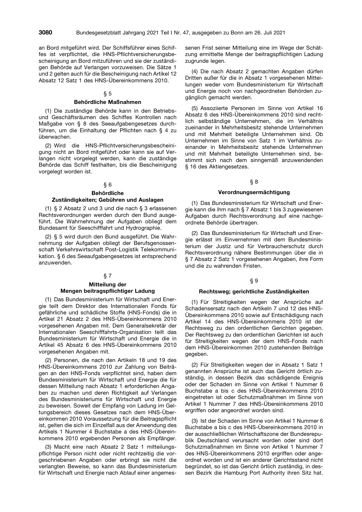BGBl. 2021, Seite 3080 — Originalseite als Abbildung
