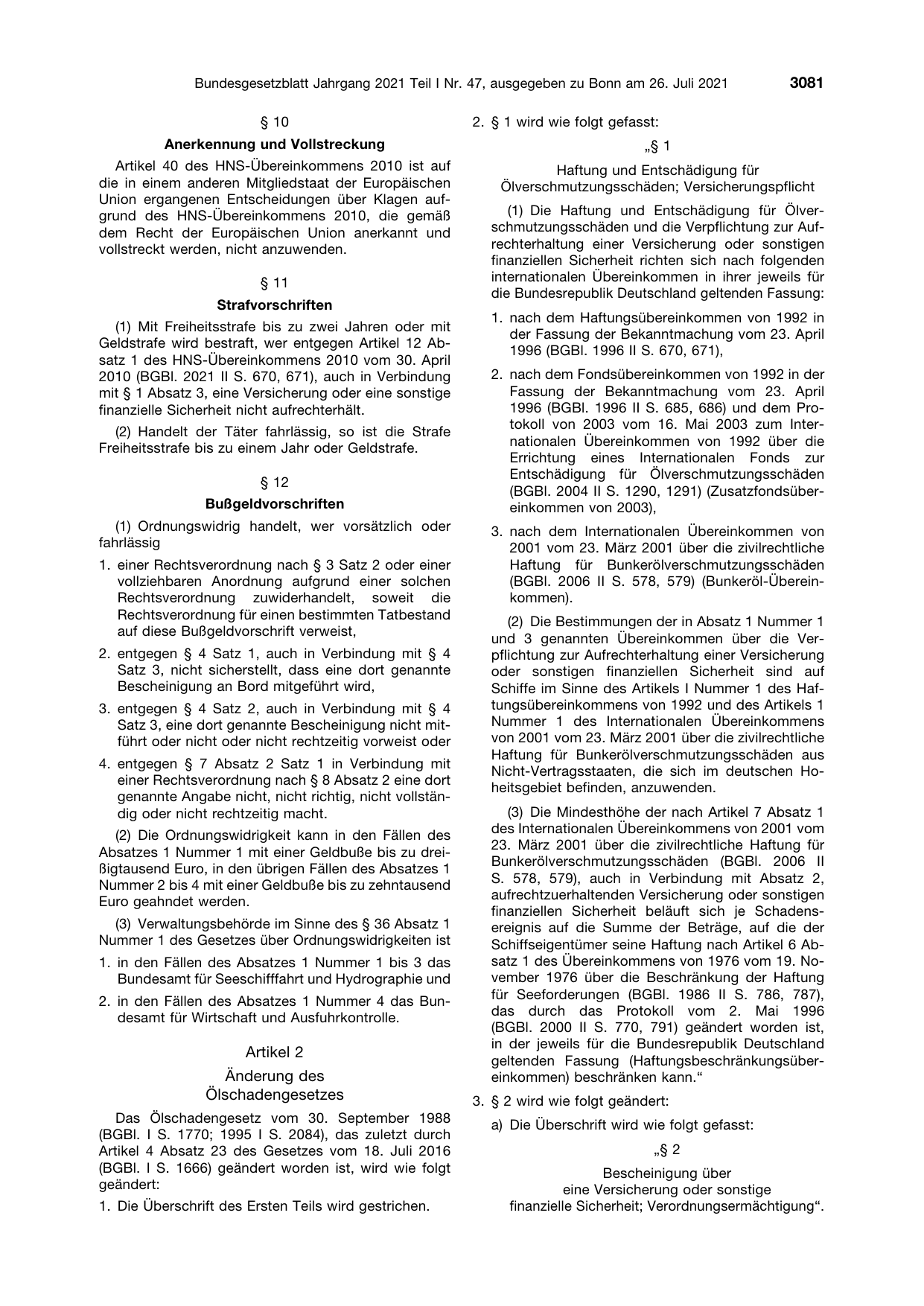 BGBl. 2021, Seite 3081 — Originalseite als Abbildung