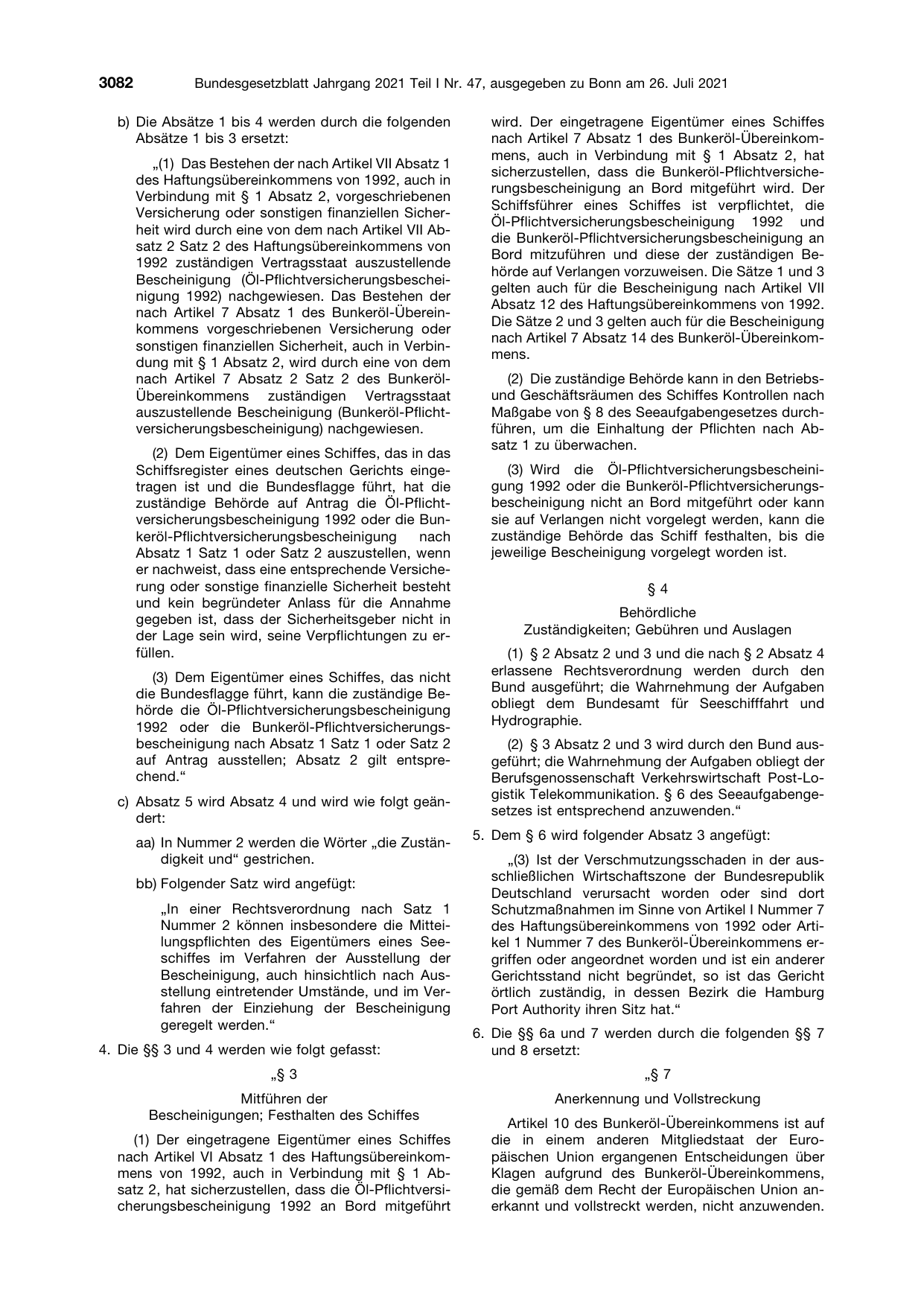 BGBl. 2021, Seite 3082 — Originalseite als Abbildung