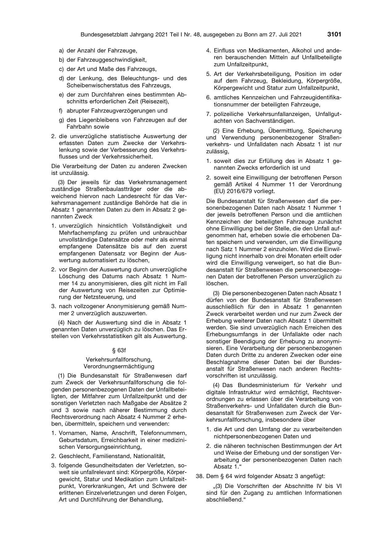 BGBl. 2021, Seite 3101 — Originalseite als Abbildung