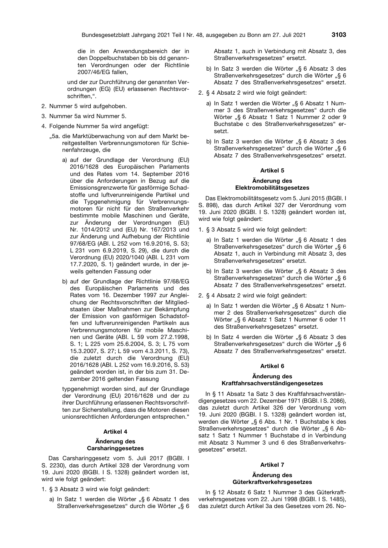 BGBl. 2021, Seite 3103 — Originalseite als Abbildung