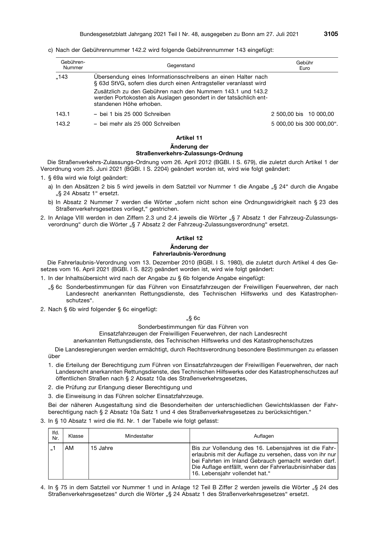BGBl. 2021, Seite 3105 — Originalseite als Abbildung
