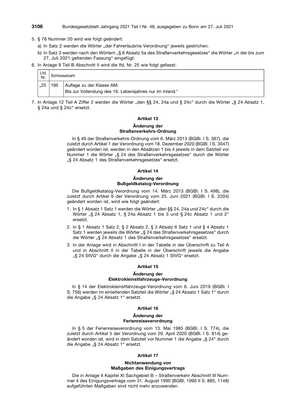BGBl. 2021, Seite 3106 — Originalseite als Abbildung