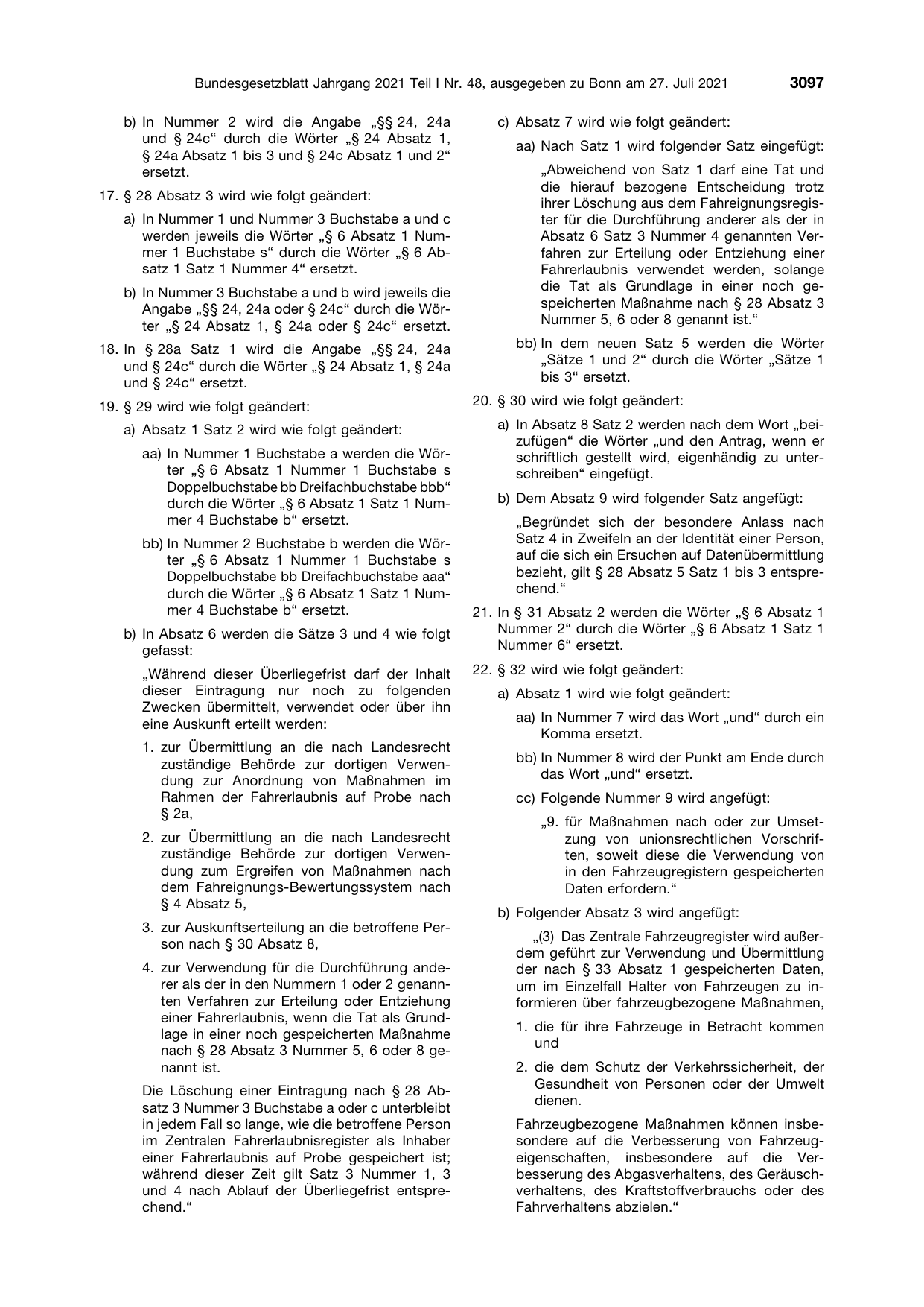 BGBl. 2021, Seite 3097 — Originalseite als Abbildung