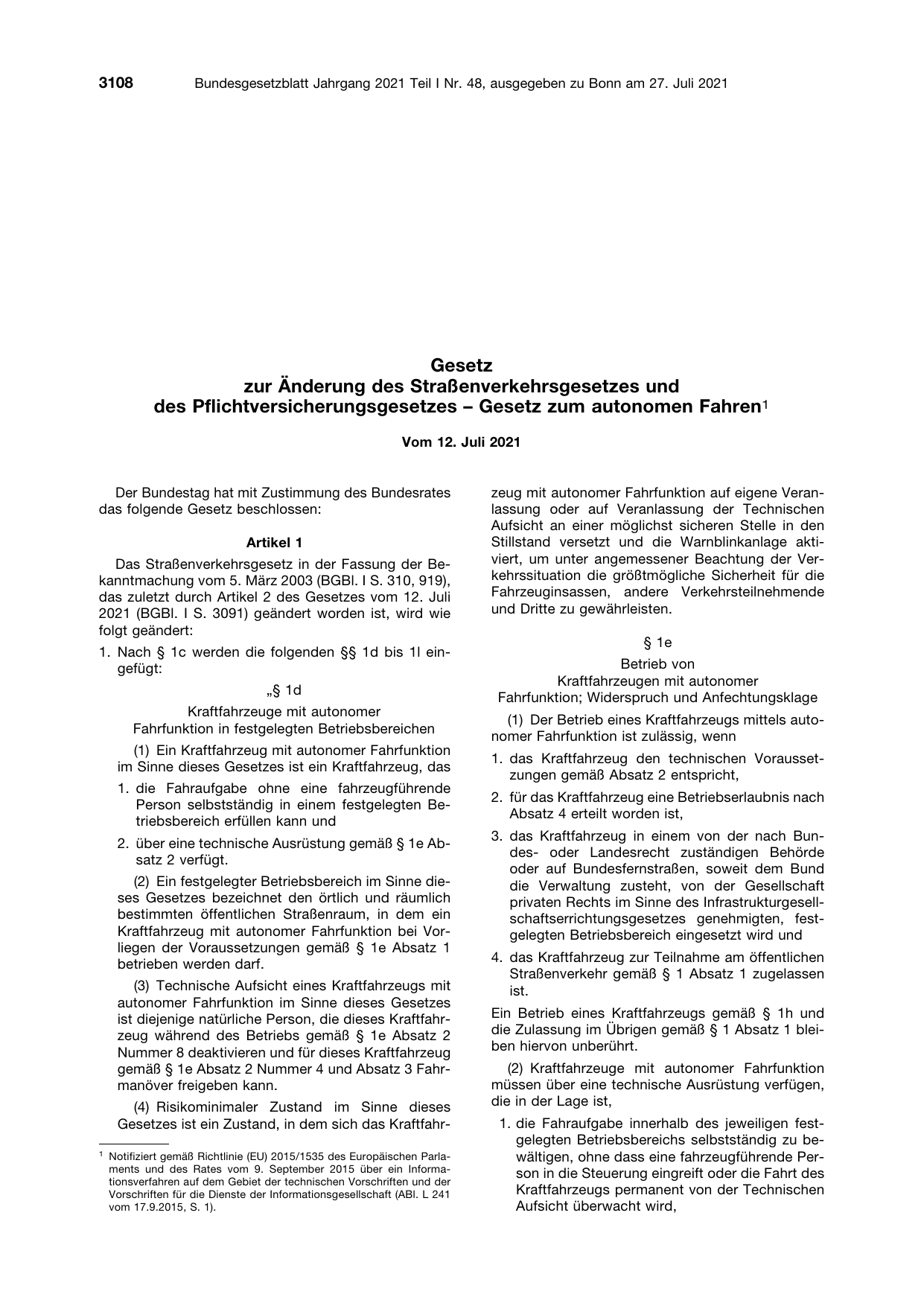 BGBl. 2021, Seite 3108 — Originalseite als Abbildung