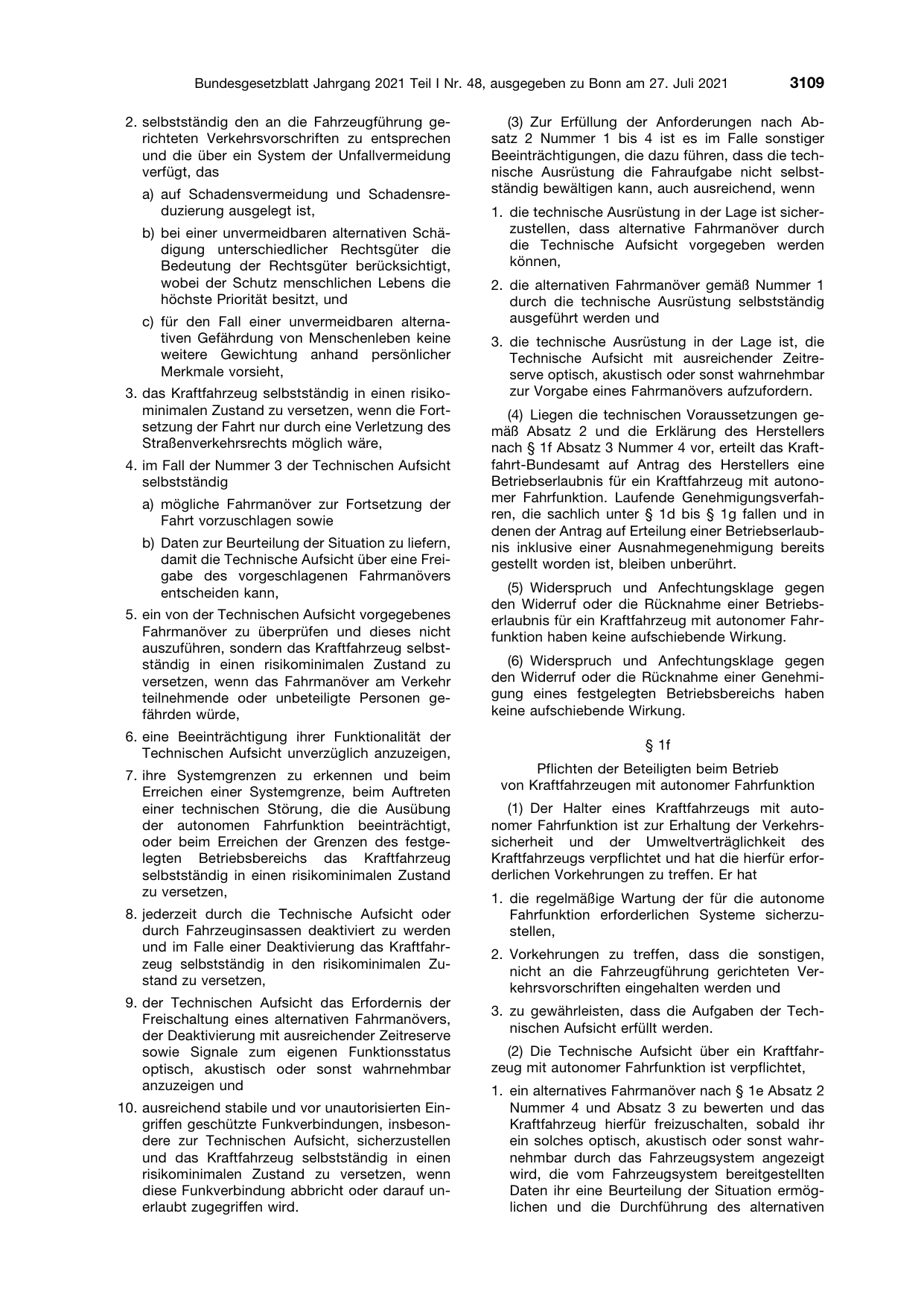 BGBl. 2021, Seite 3109 — Originalseite als Abbildung