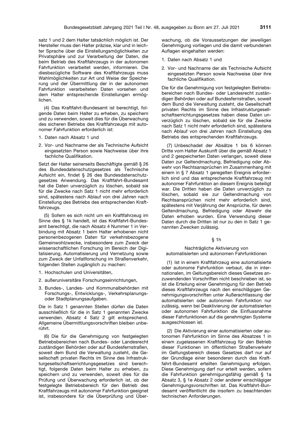 BGBl. 2021, Seite 3111 — Originalseite als Abbildung