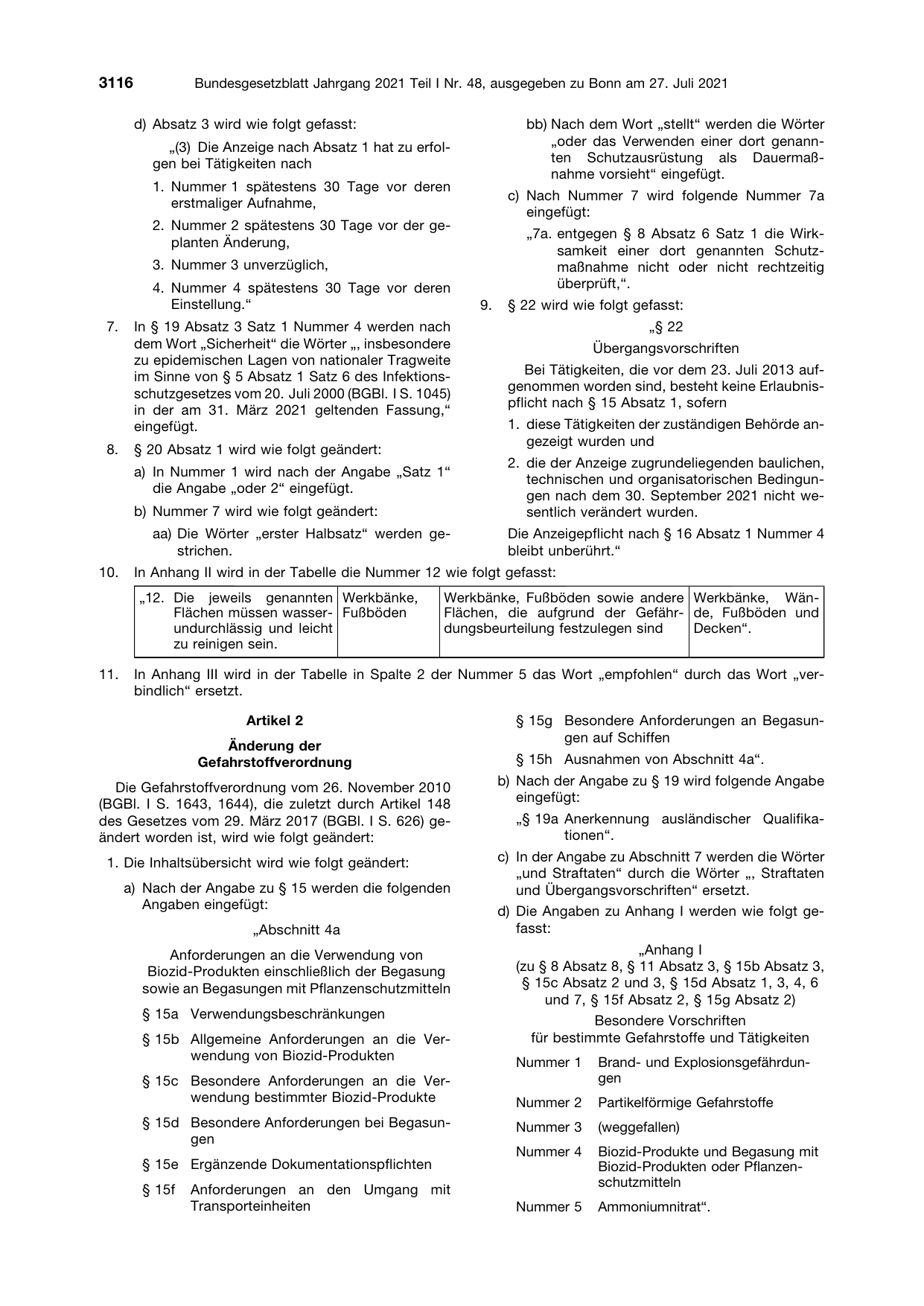BGBl. 2021, Seite 3116 — Originalseite als Abbildung