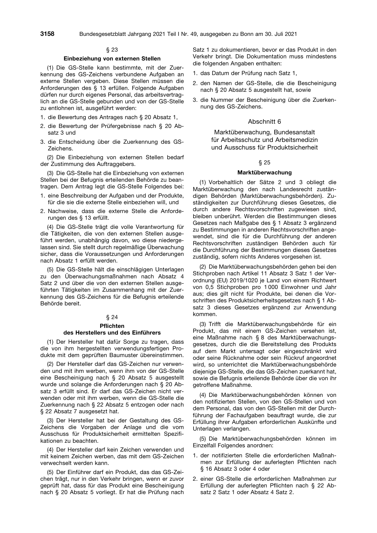 BGBl. 2021, Seite 3158 — Originalseite als Abbildung