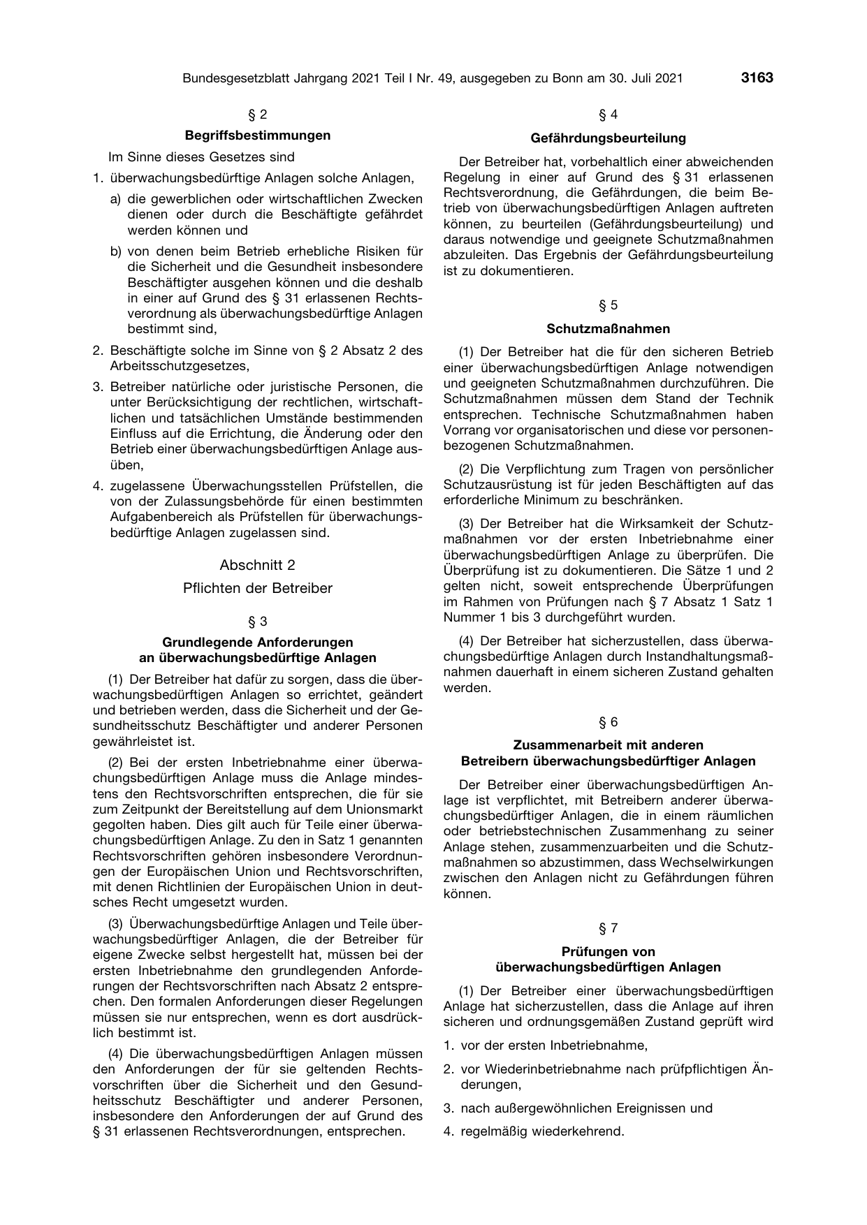 BGBl. 2021, Seite 3163 — Originalseite als Abbildung