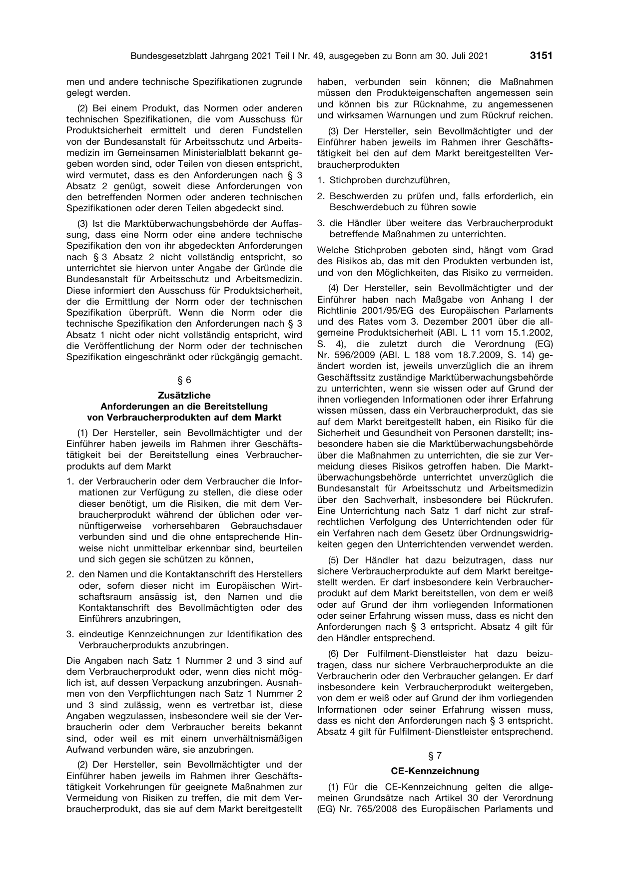 BGBl. 2021, Seite 3151 — Originalseite als Abbildung