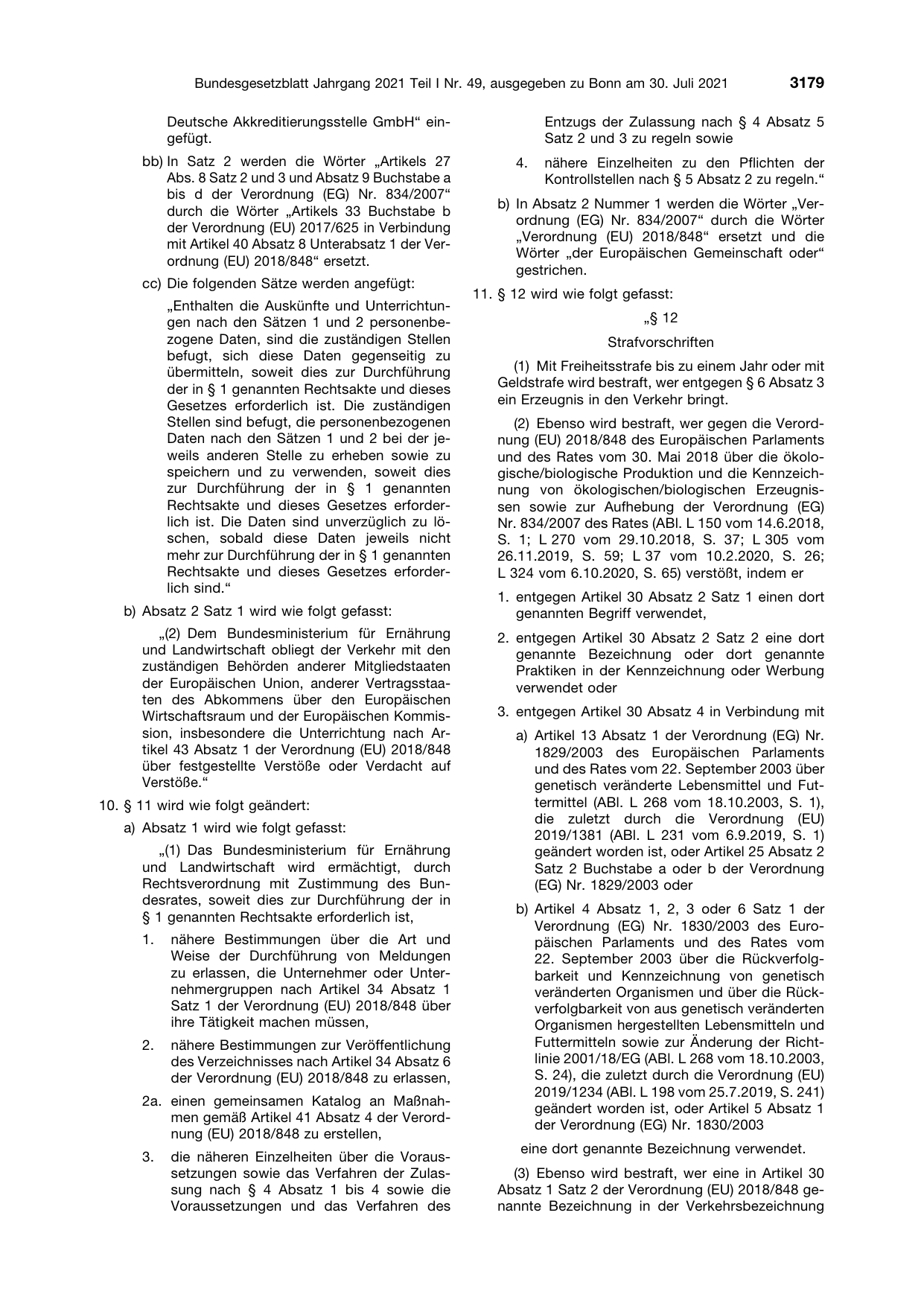BGBl. 2021, Seite 3179 — Originalseite als Abbildung