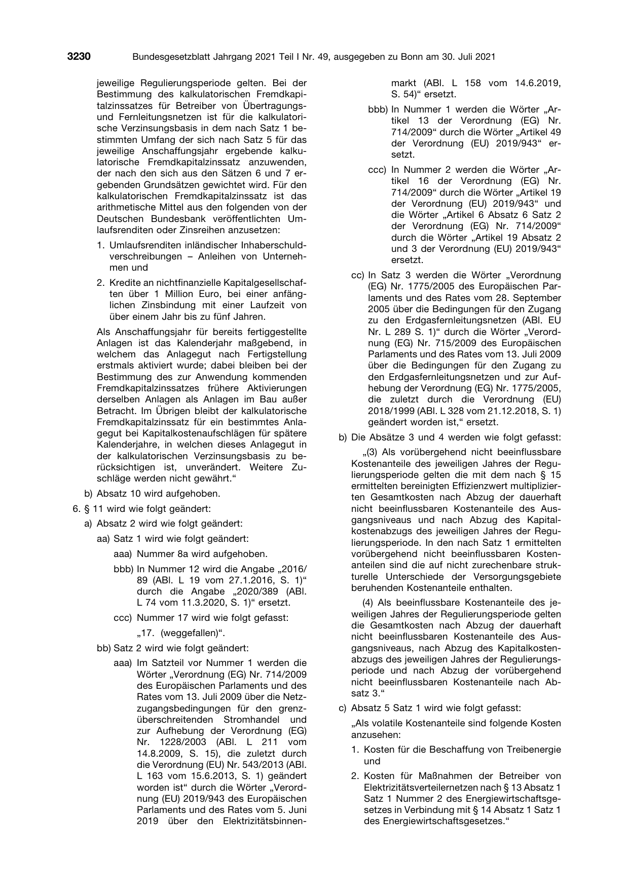 BGBl. 2021, Seite 3230 — Originalseite als Abbildung