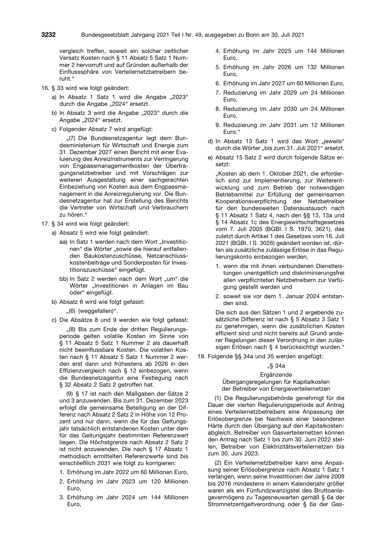 BGBl. 2021, Seite 3232 — Originalseite als Abbildung