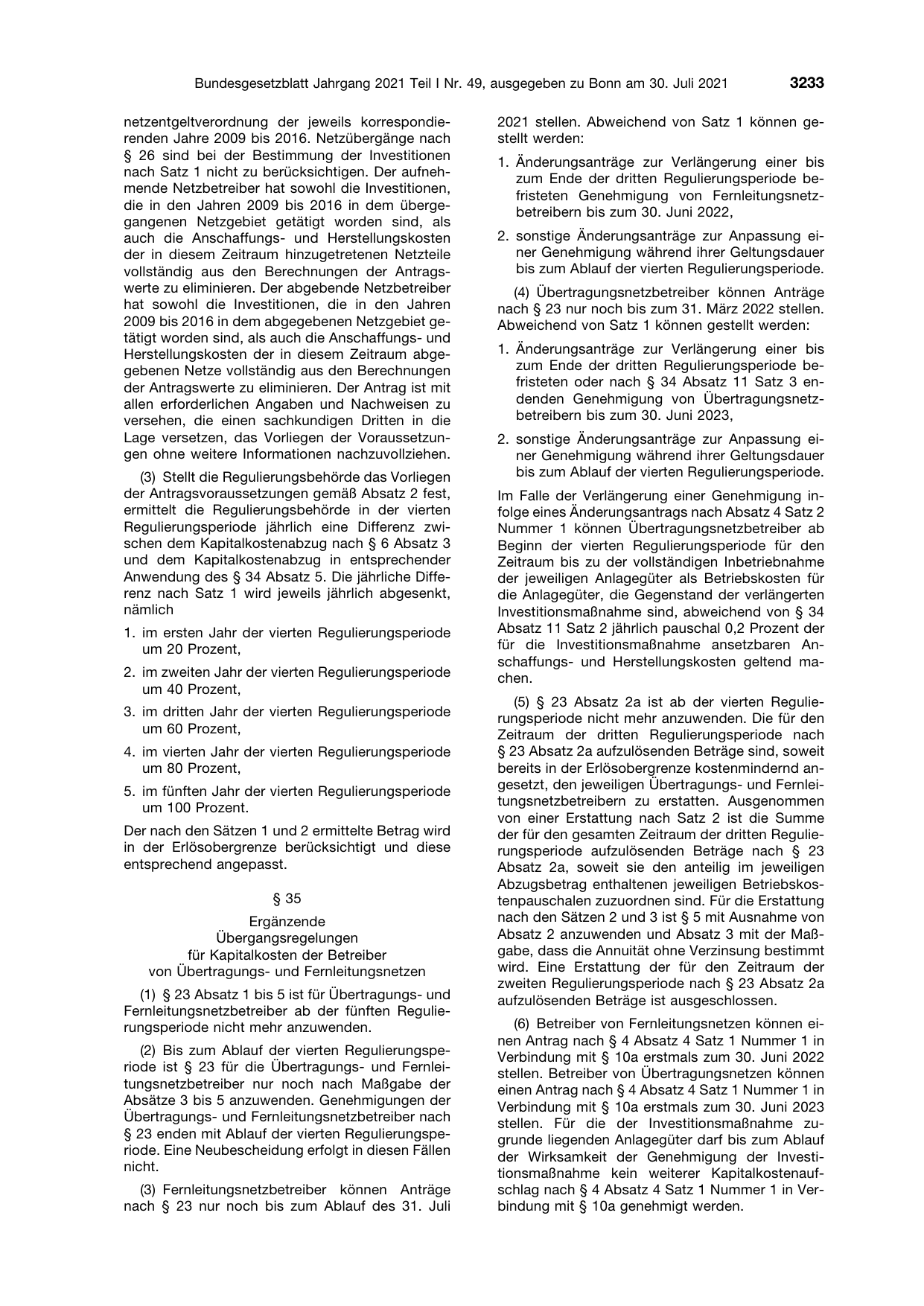 BGBl. 2021, Seite 3233 — Originalseite als Abbildung
