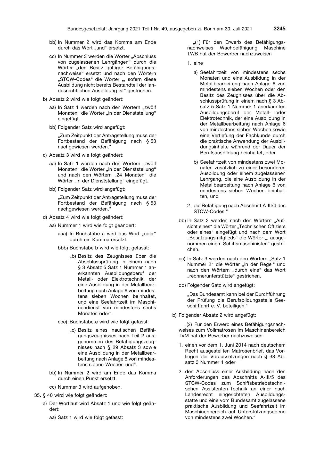 BGBl. 2021, Seite 3245 — Originalseite als Abbildung