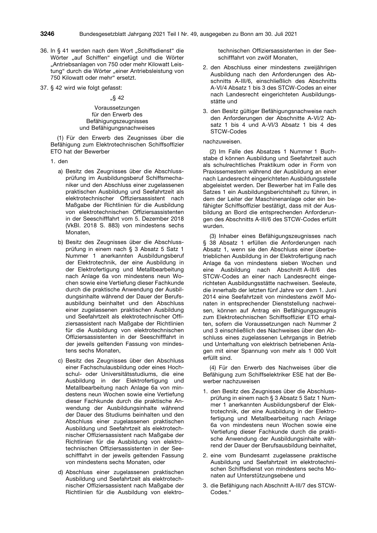 BGBl. 2021, Seite 3246 — Originalseite als Abbildung