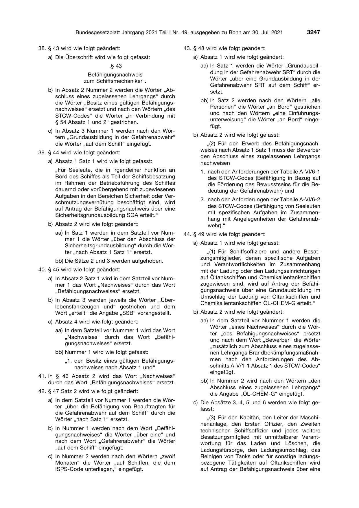 BGBl. 2021, Seite 3247 — Originalseite als Abbildung