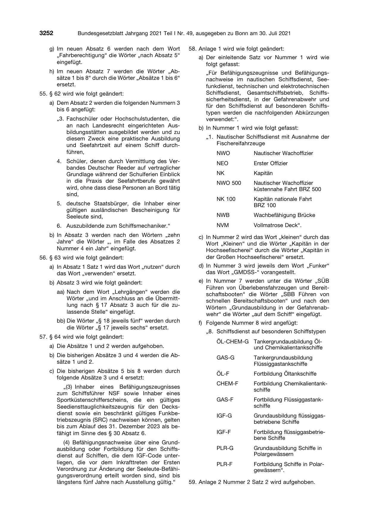 BGBl. 2021, Seite 3252 — Originalseite als Abbildung