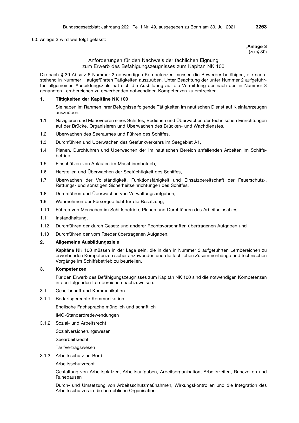 BGBl. 2021, Seite 3253 — Originalseite als Abbildung
