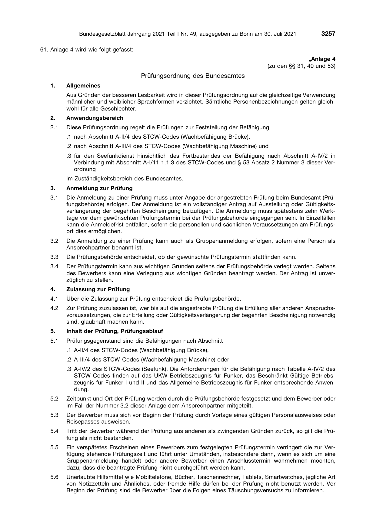 BGBl. 2021, Seite 3257 — Originalseite als Abbildung