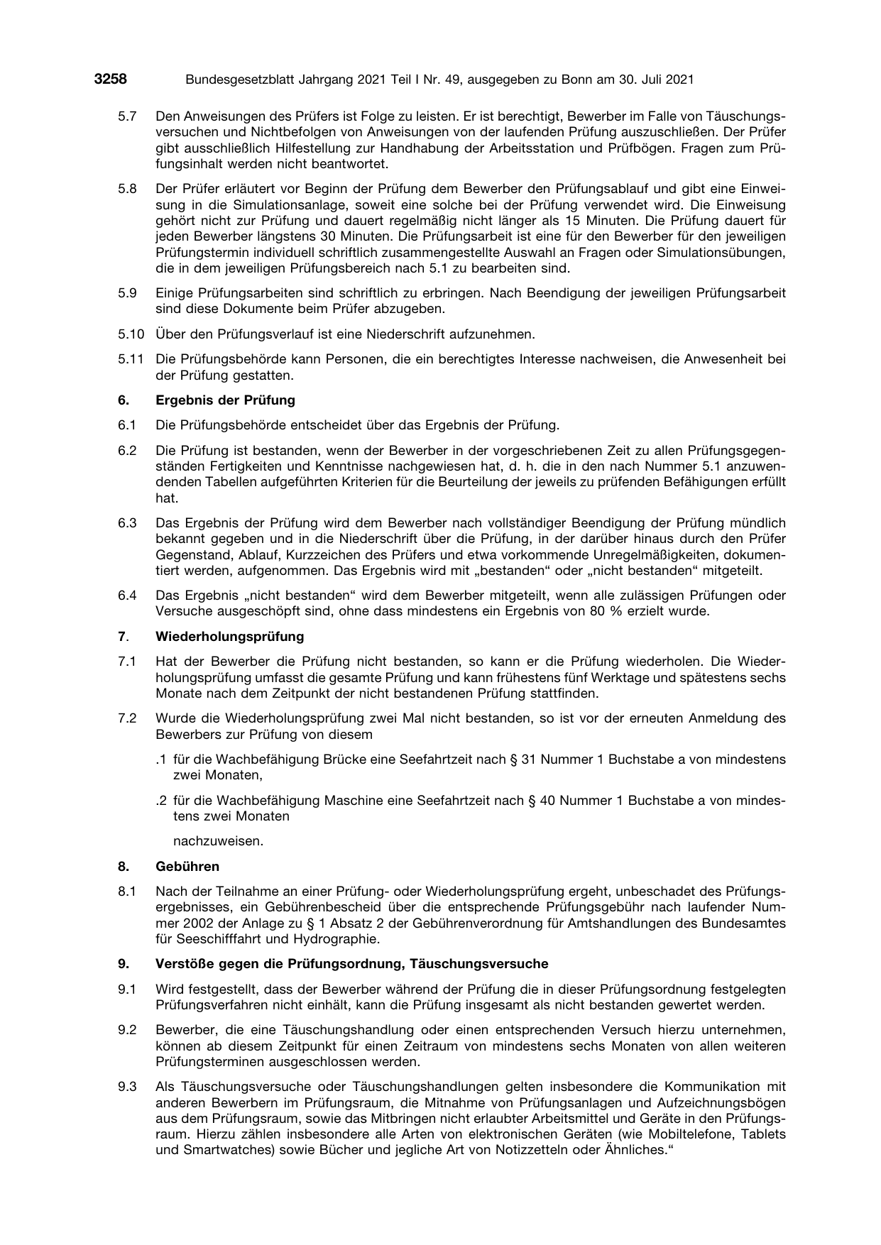 BGBl. 2021, Seite 3258 — Originalseite als Abbildung