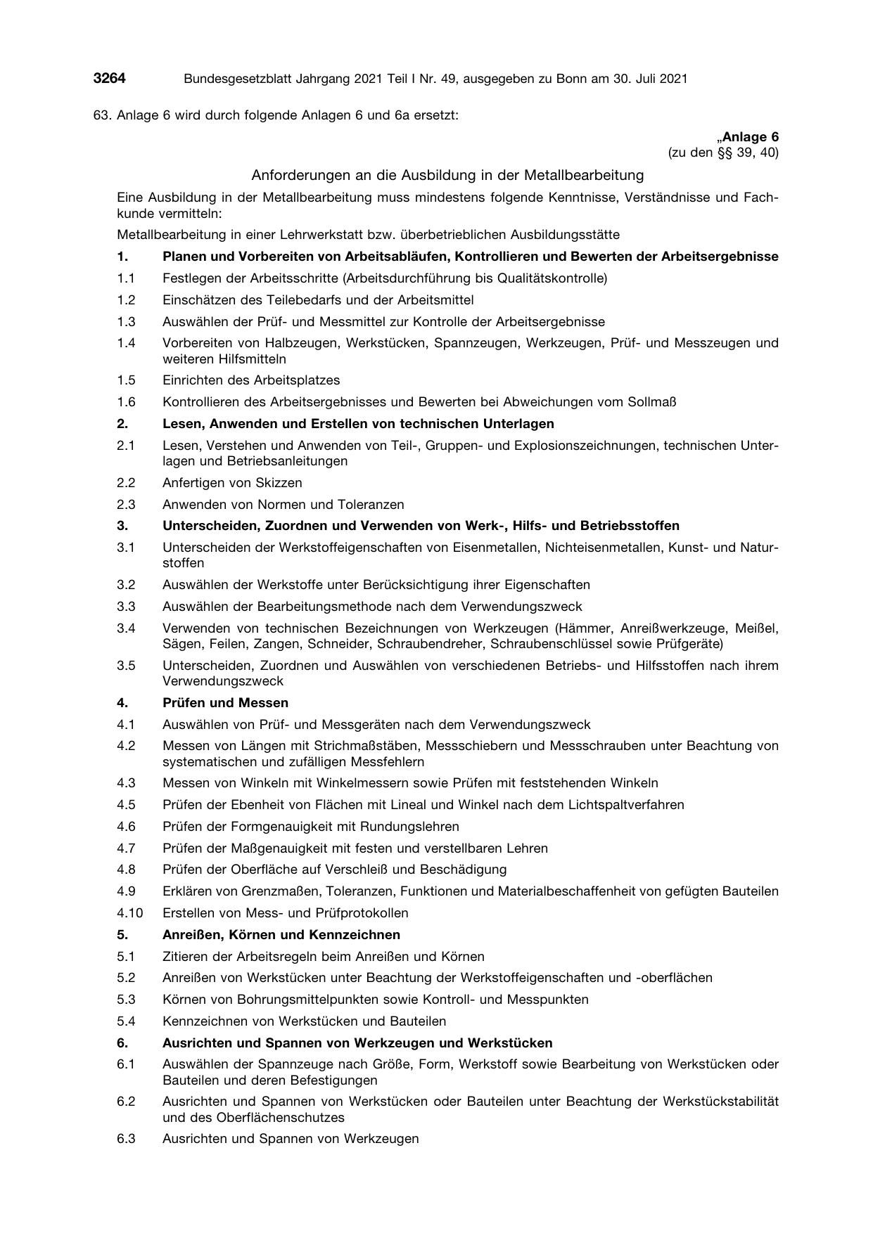 BGBl. 2021, Seite 3264 — Originalseite als Abbildung