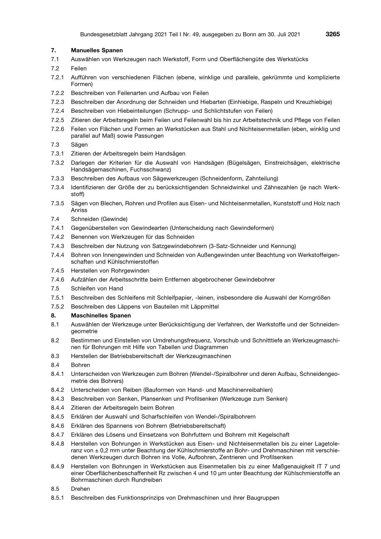BGBl. 2021, Seite 3265 — Originalseite als Abbildung