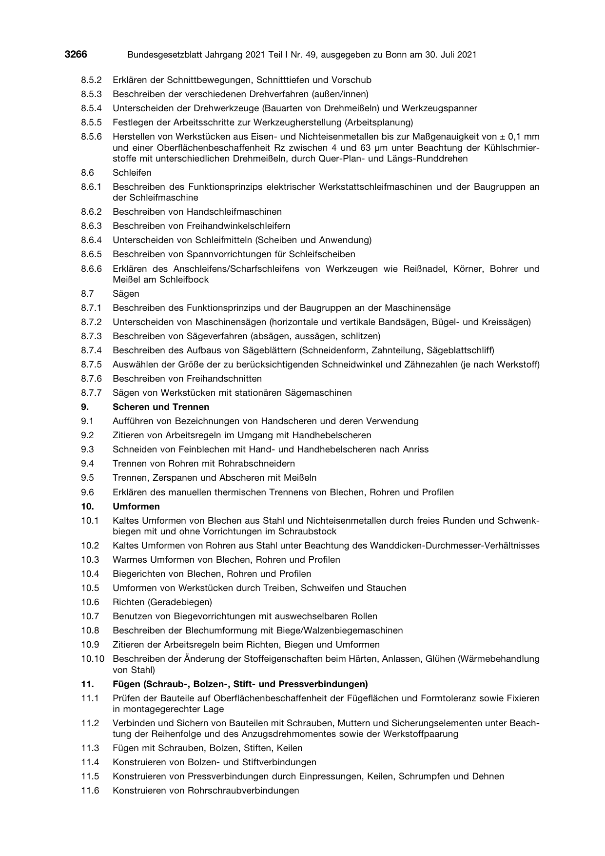 BGBl. 2021, Seite 3266 — Originalseite als Abbildung