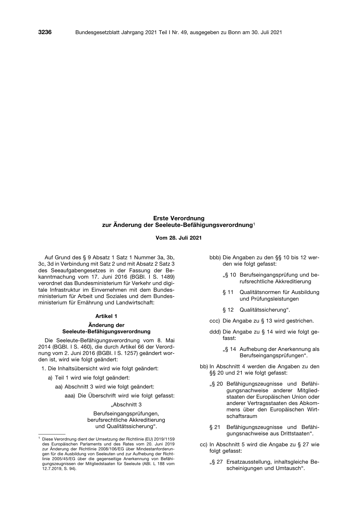 BGBl. 2021, Seite 3236 — Originalseite als Abbildung