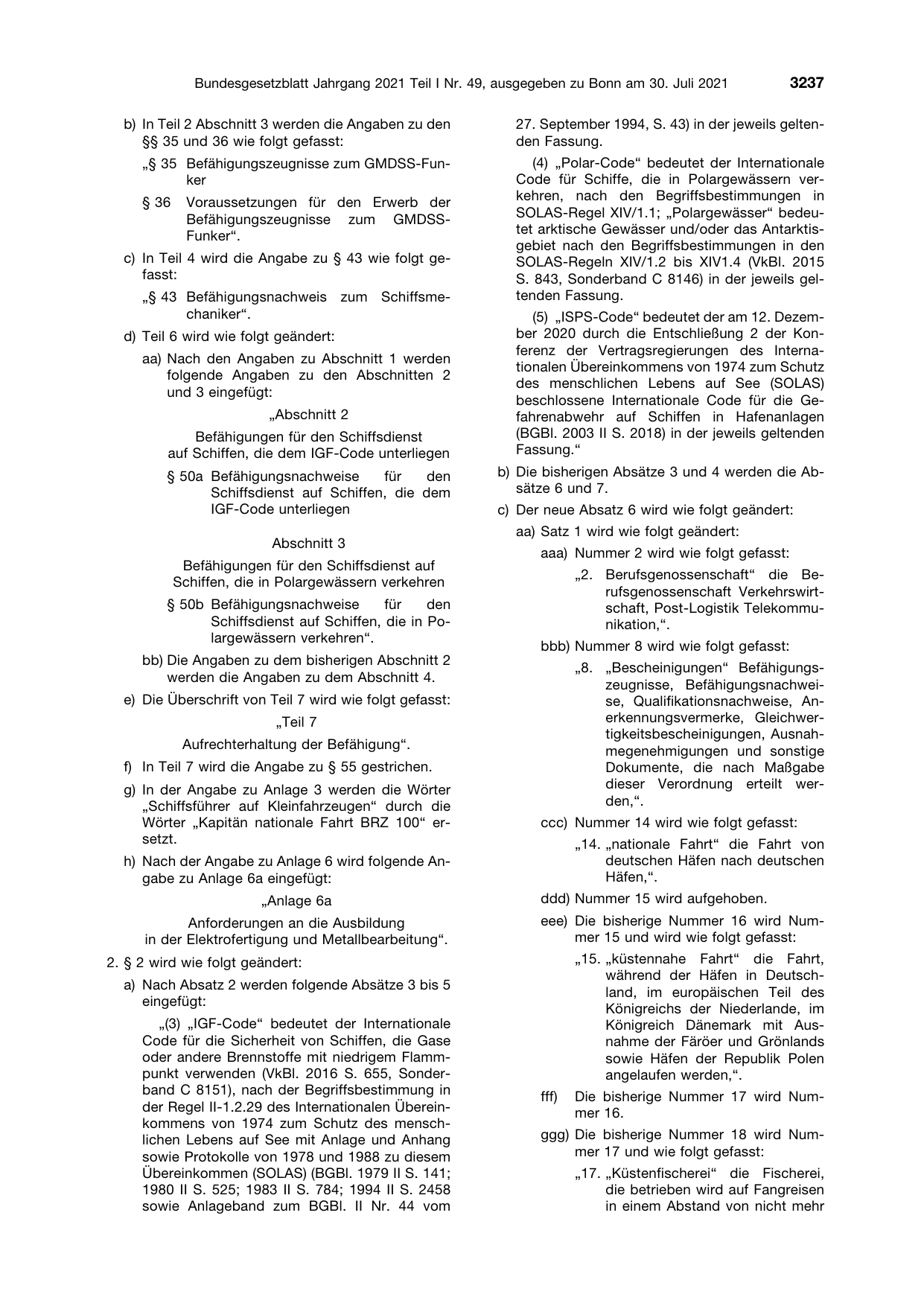 BGBl. 2021, Seite 3237 — Originalseite als Abbildung
