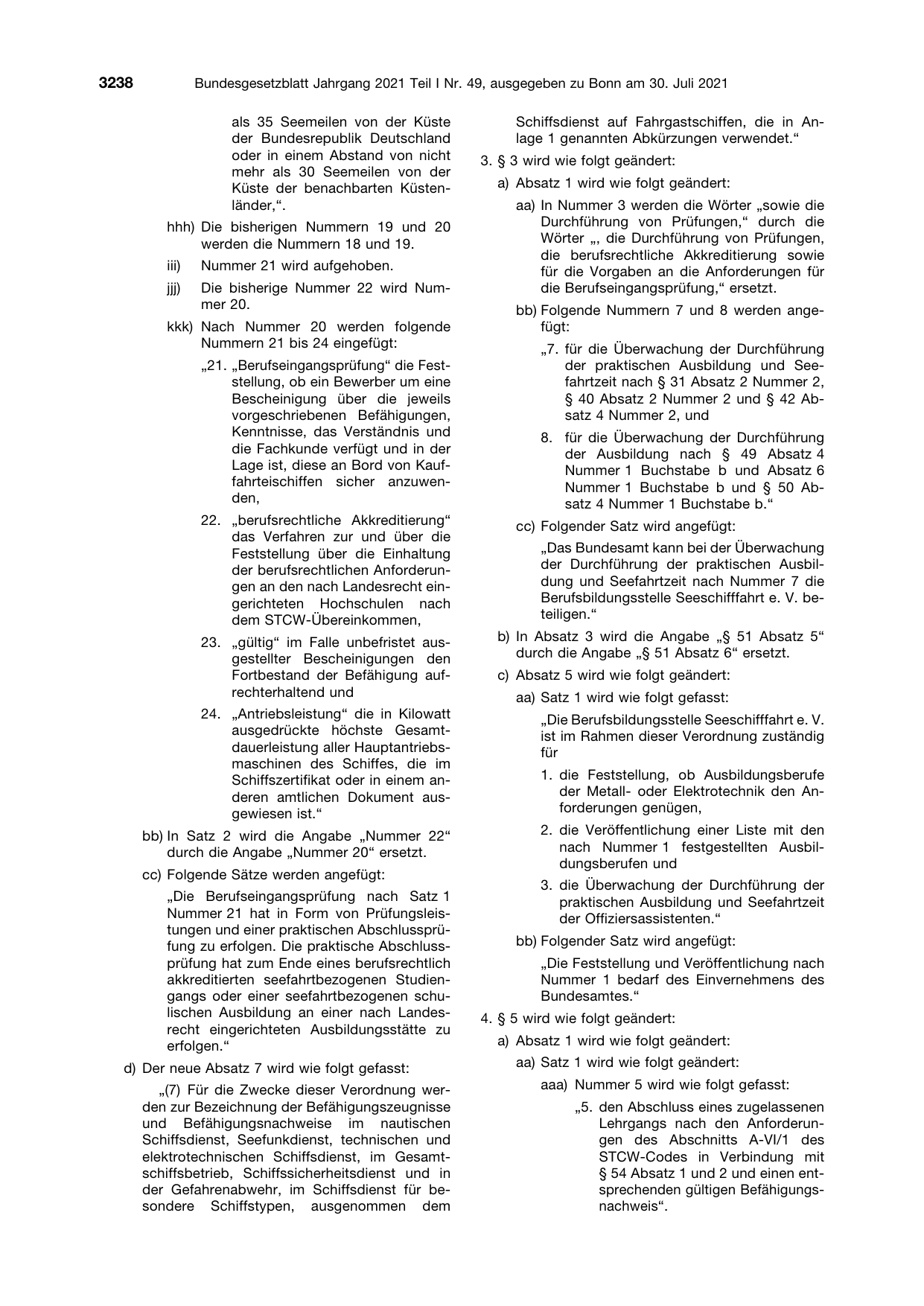 BGBl. 2021, Seite 3238 — Originalseite als Abbildung