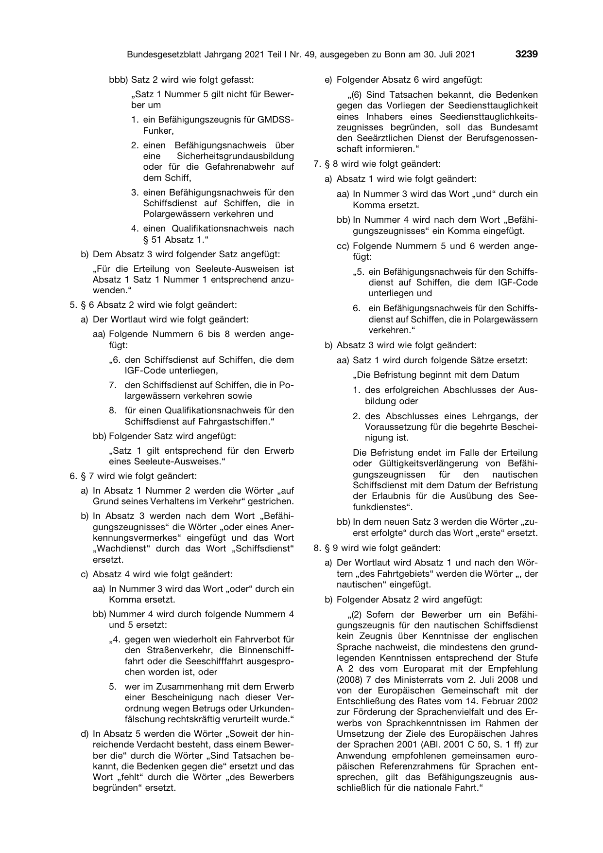 BGBl. 2021, Seite 3239 — Originalseite als Abbildung