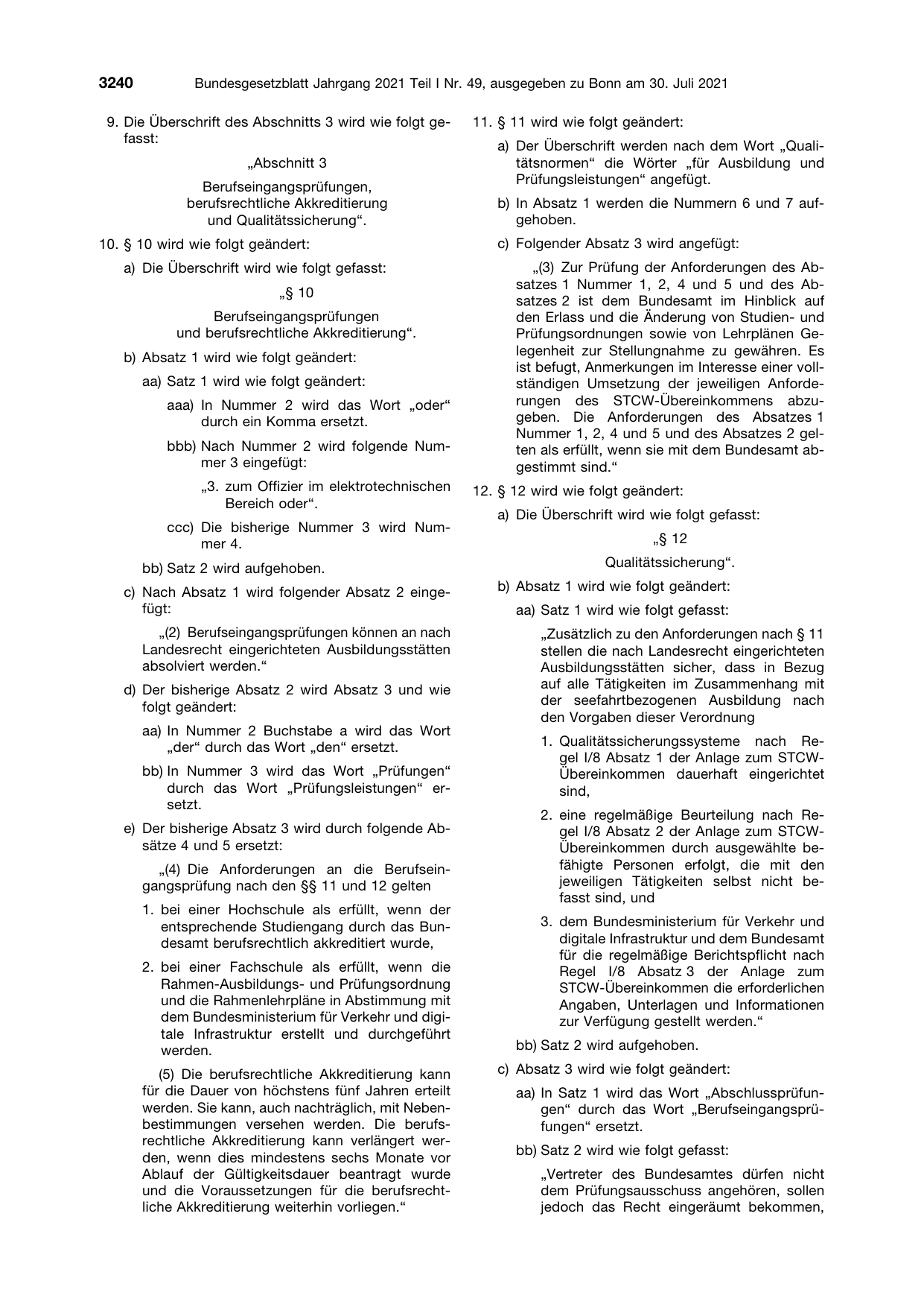 BGBl. 2021, Seite 3240 — Originalseite als Abbildung