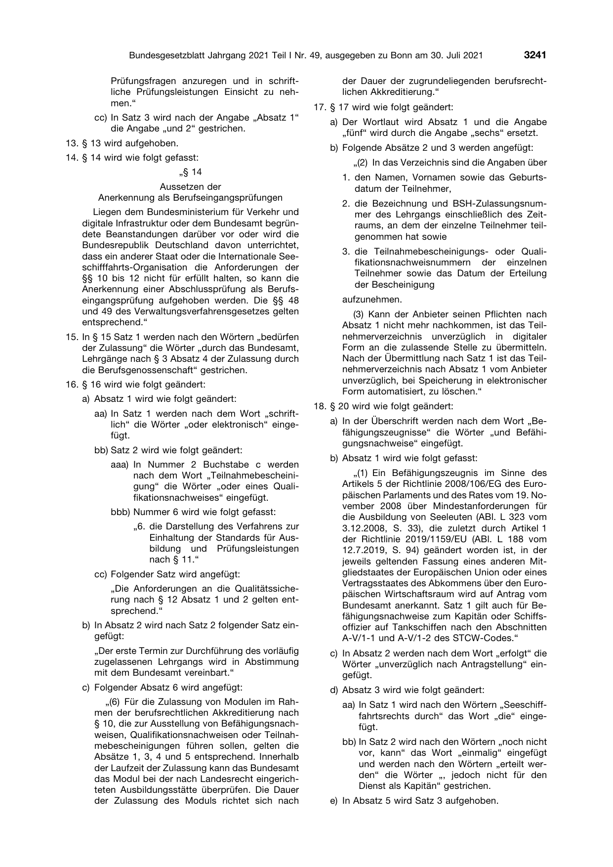 BGBl. 2021, Seite 3241 — Originalseite als Abbildung
