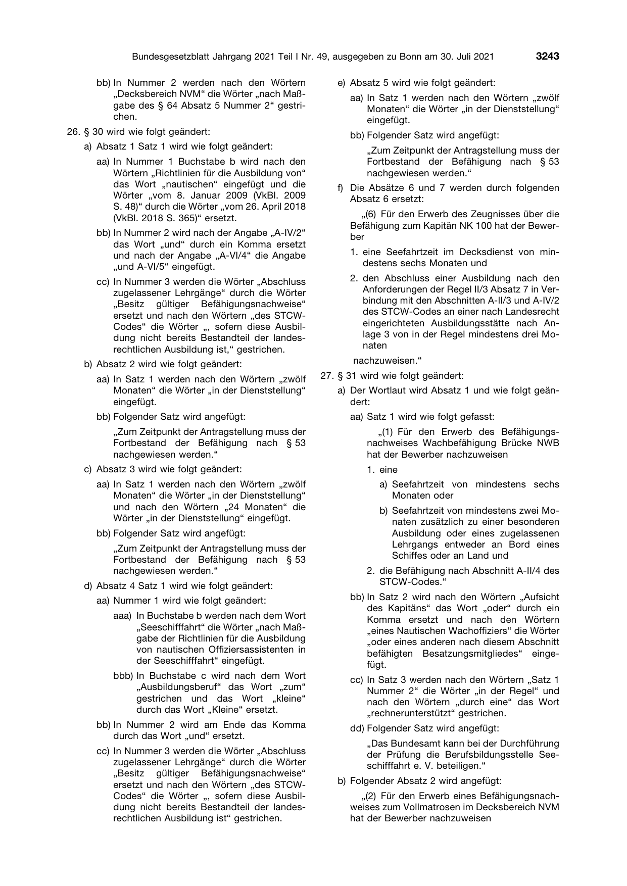 BGBl. 2021, Seite 3243 — Originalseite als Abbildung