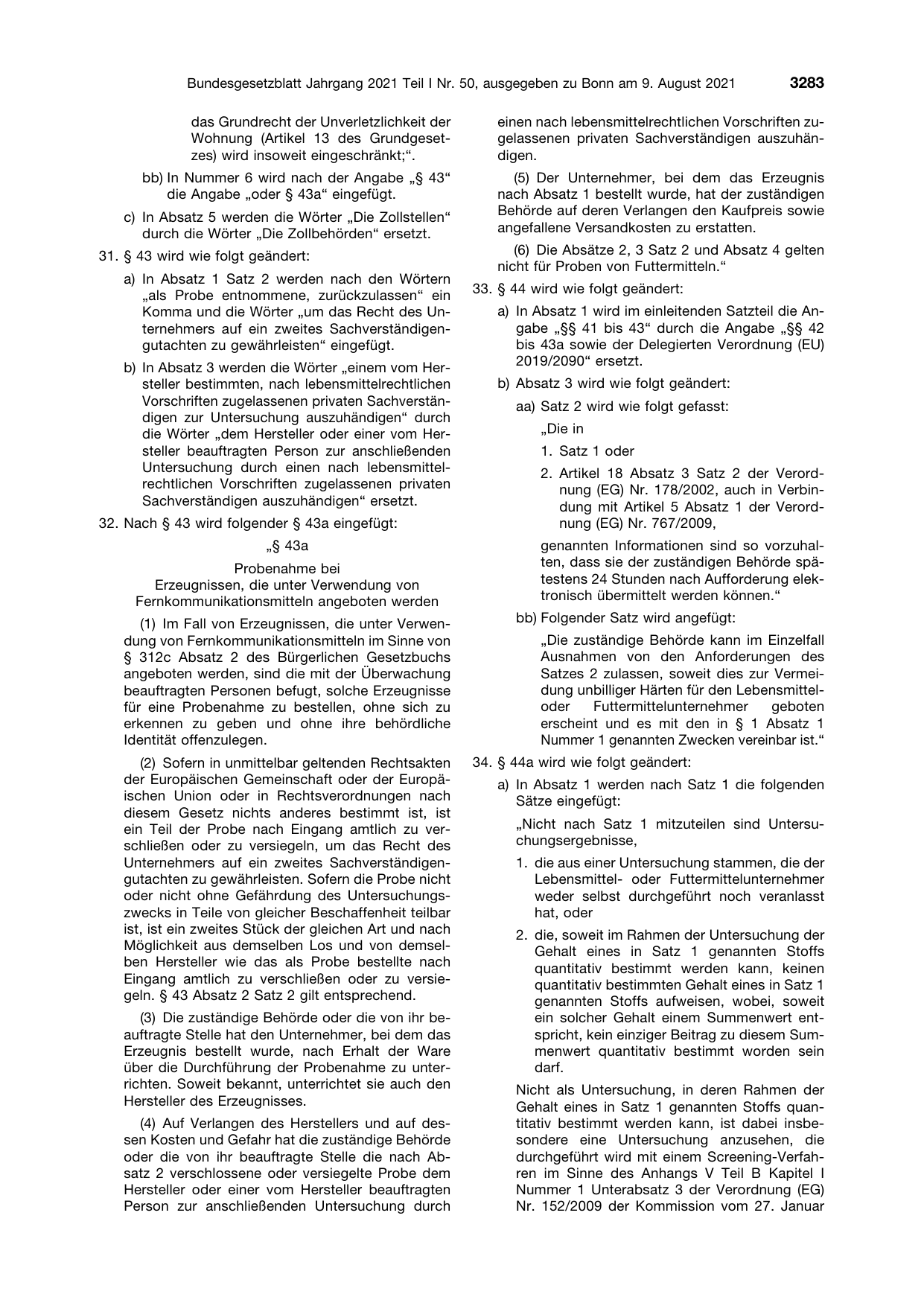 BGBl. 2021, Seite 3283 — Originalseite als Abbildung