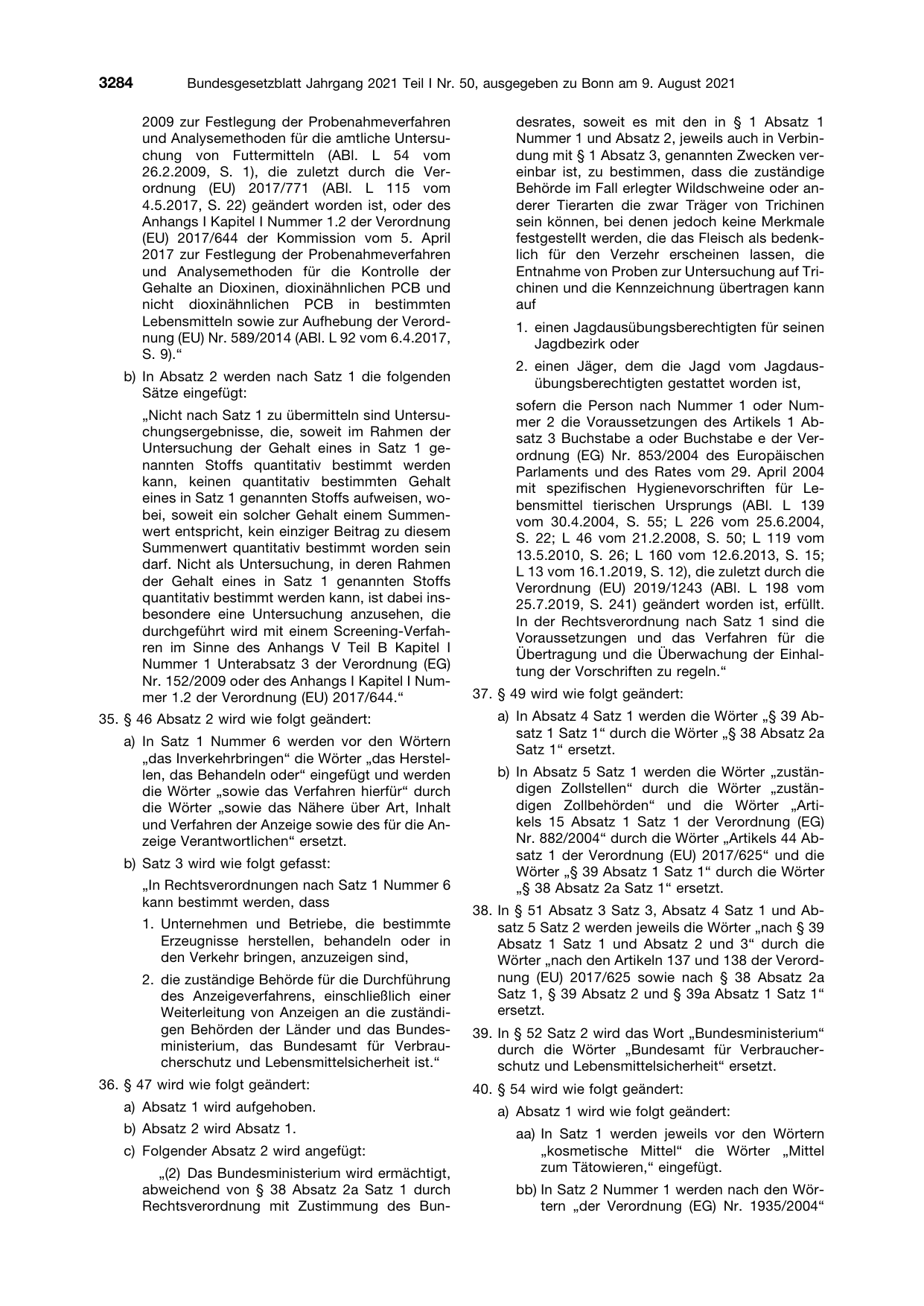 BGBl. 2021, Seite 3284 — Originalseite als Abbildung