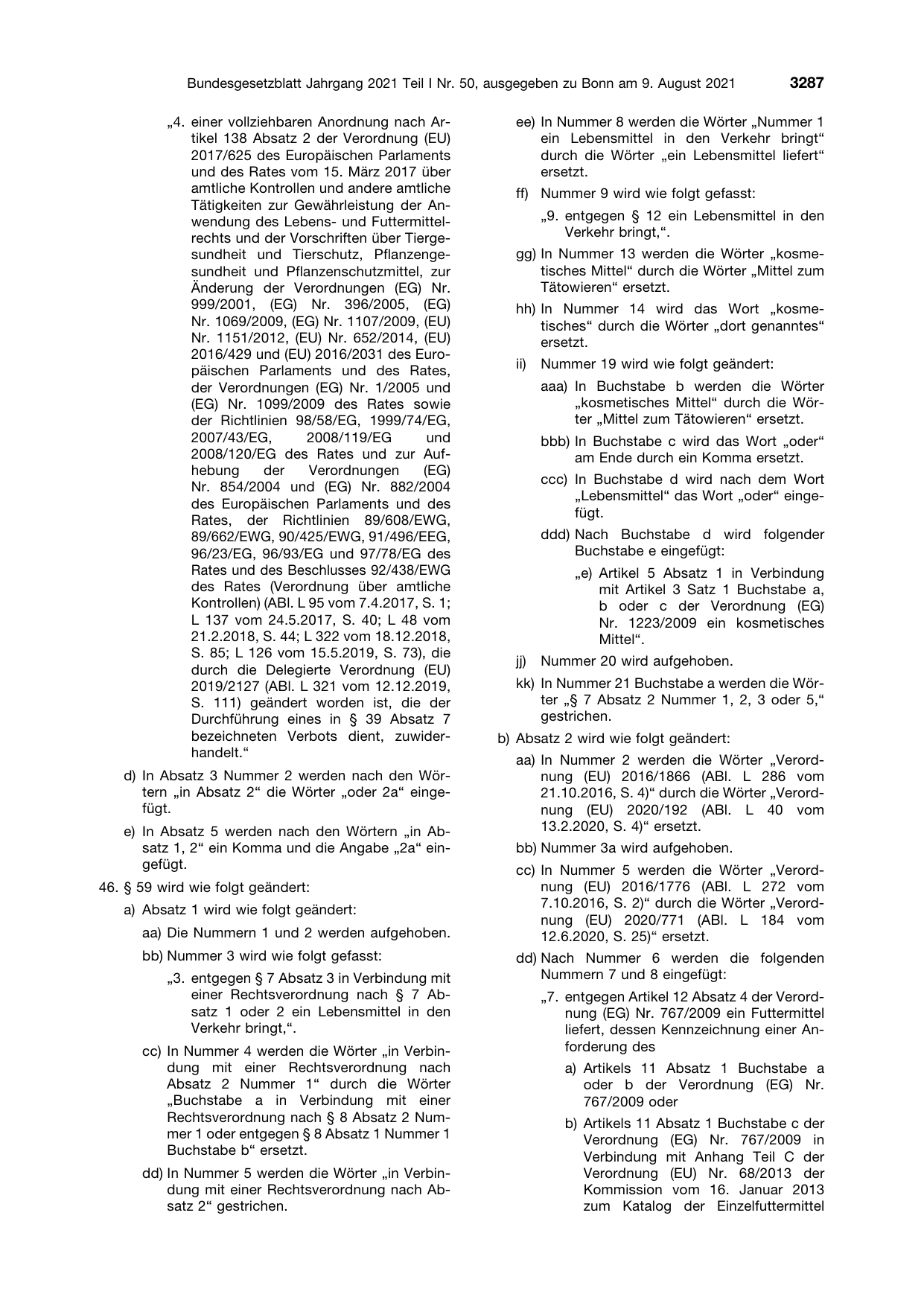 BGBl. 2021, Seite 3287 — Originalseite als Abbildung