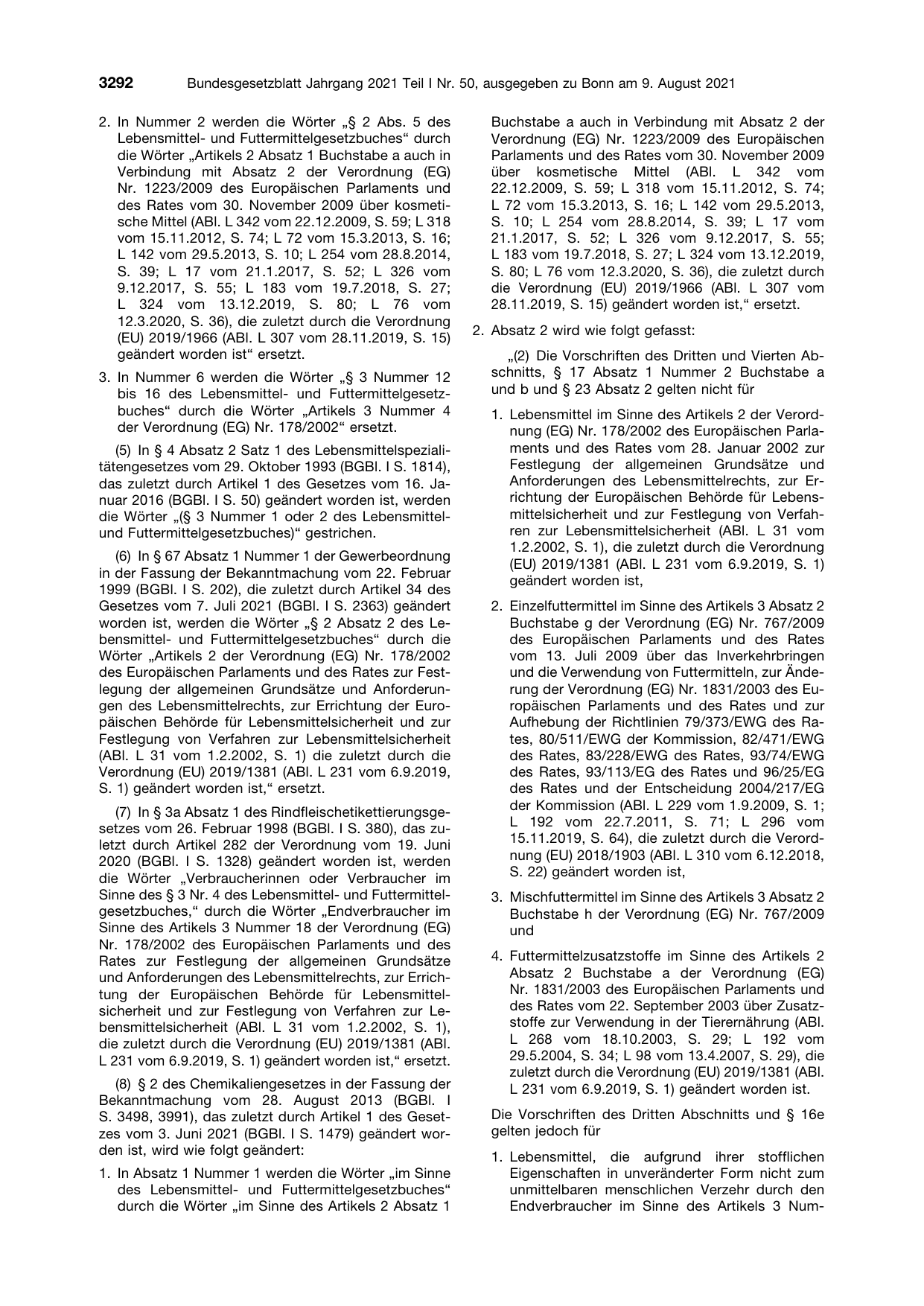 BGBl. 2021, Seite 3292 — Originalseite als Abbildung