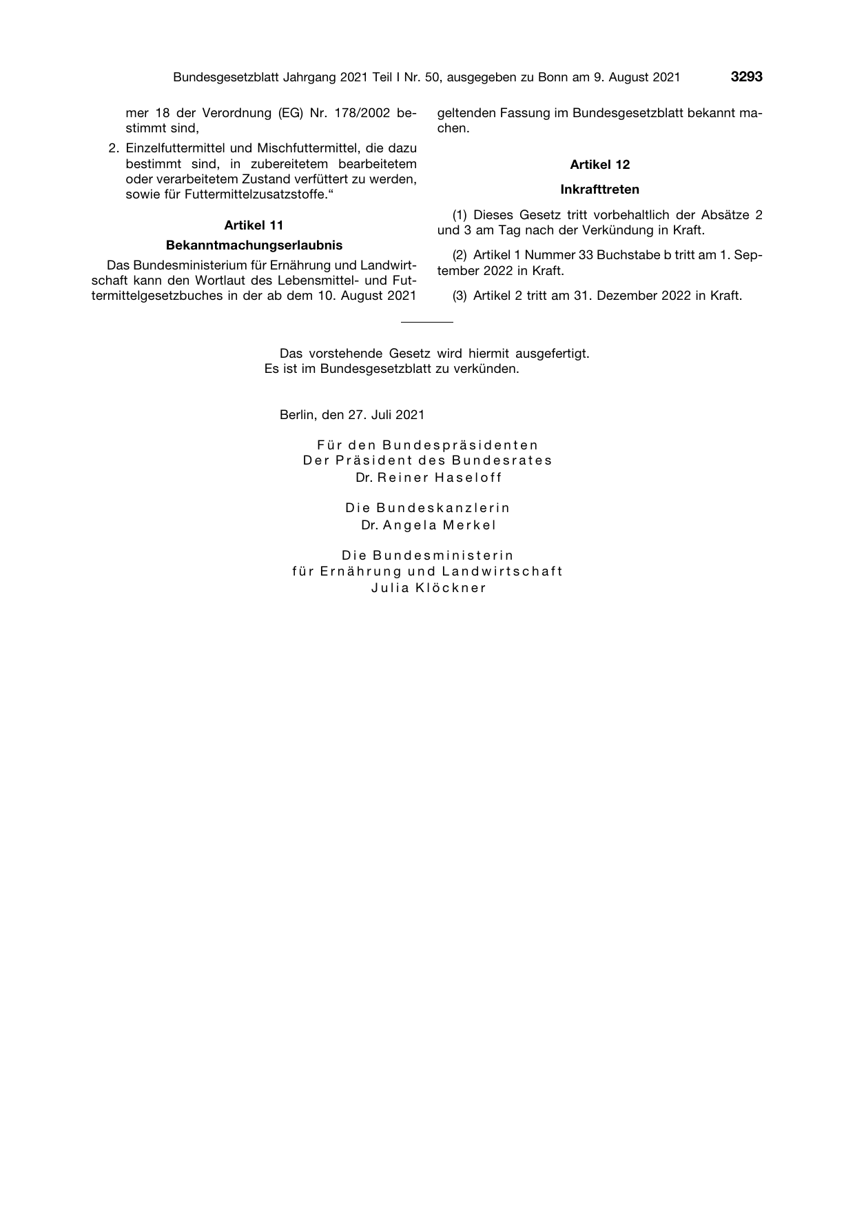 BGBl. 2021, Seite 3293 — Originalseite als Abbildung