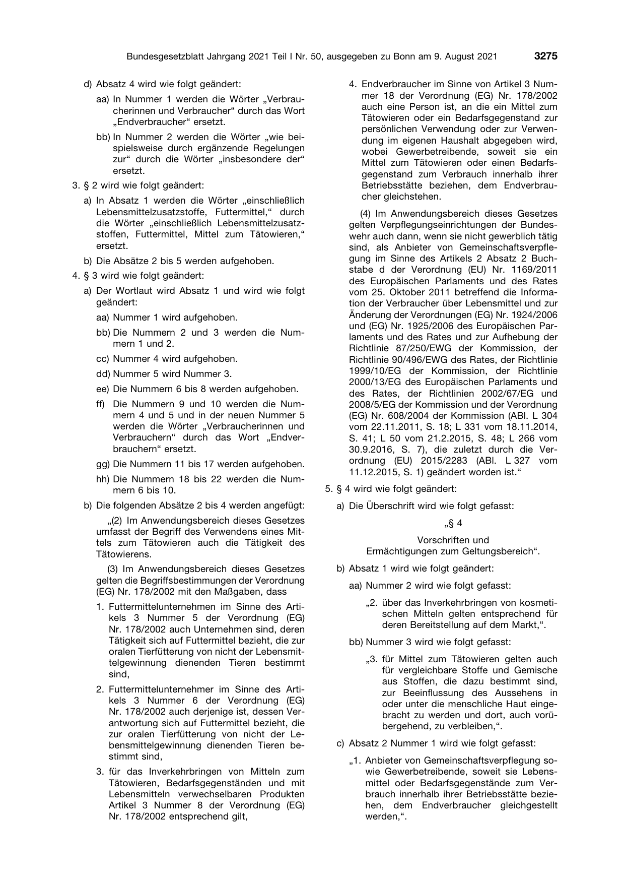 BGBl. 2021, Seite 3275 — Originalseite als Abbildung