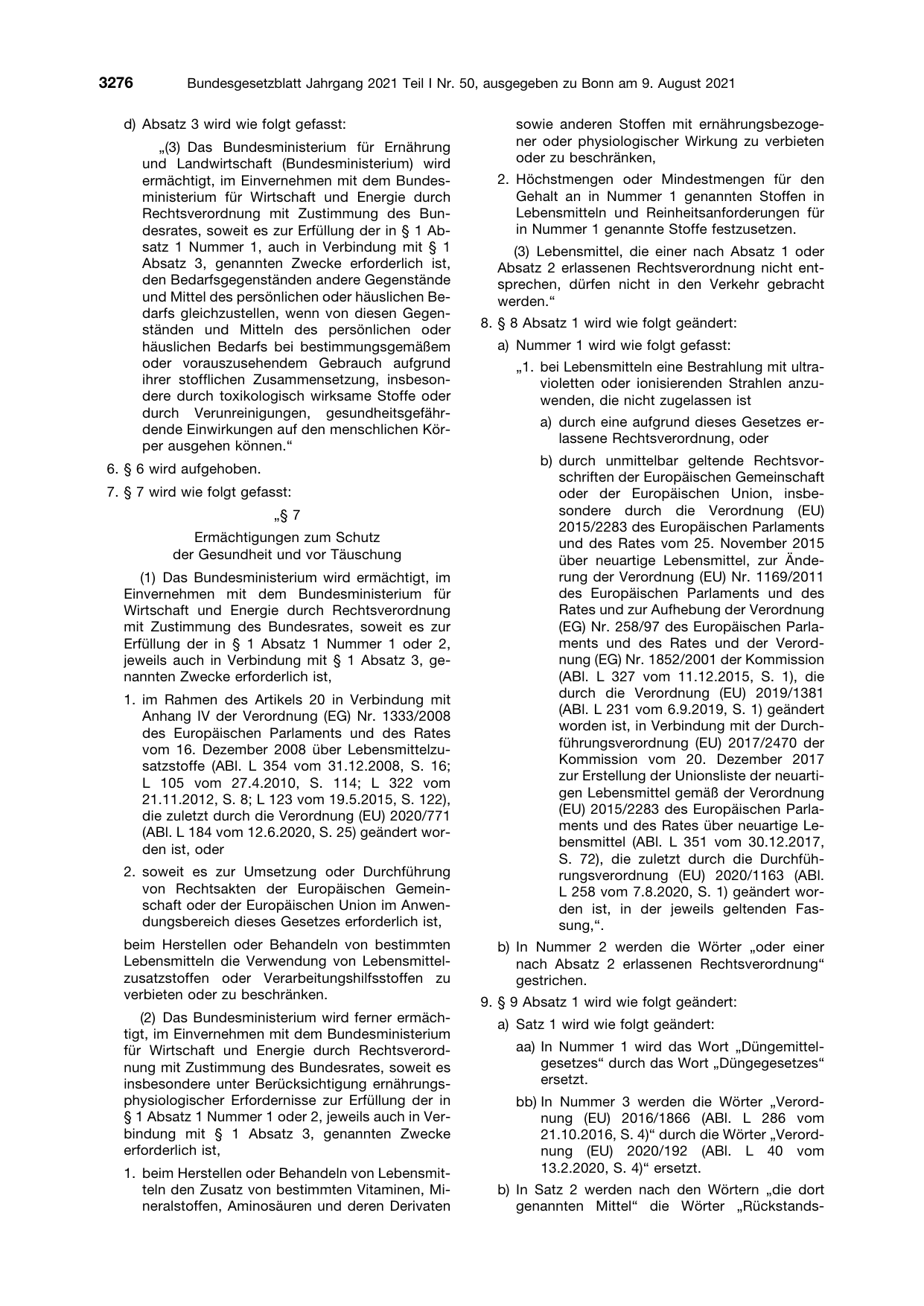 BGBl. 2021, Seite 3276 — Originalseite als Abbildung