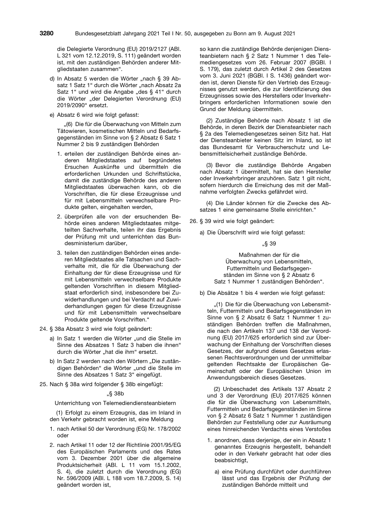 BGBl. 2021, Seite 3280 — Originalseite als Abbildung