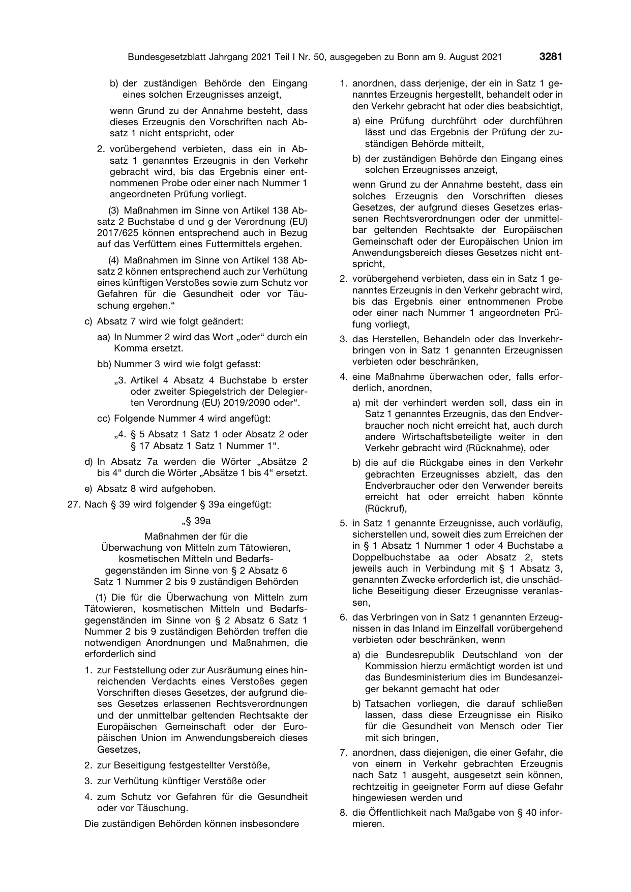 BGBl. 2021, Seite 3281 — Originalseite als Abbildung