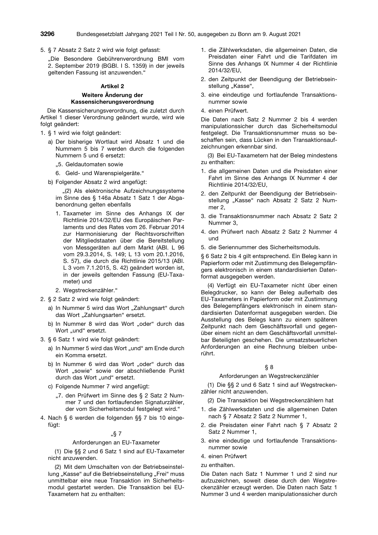 BGBl. 2021, Seite 3296 — Originalseite als Abbildung