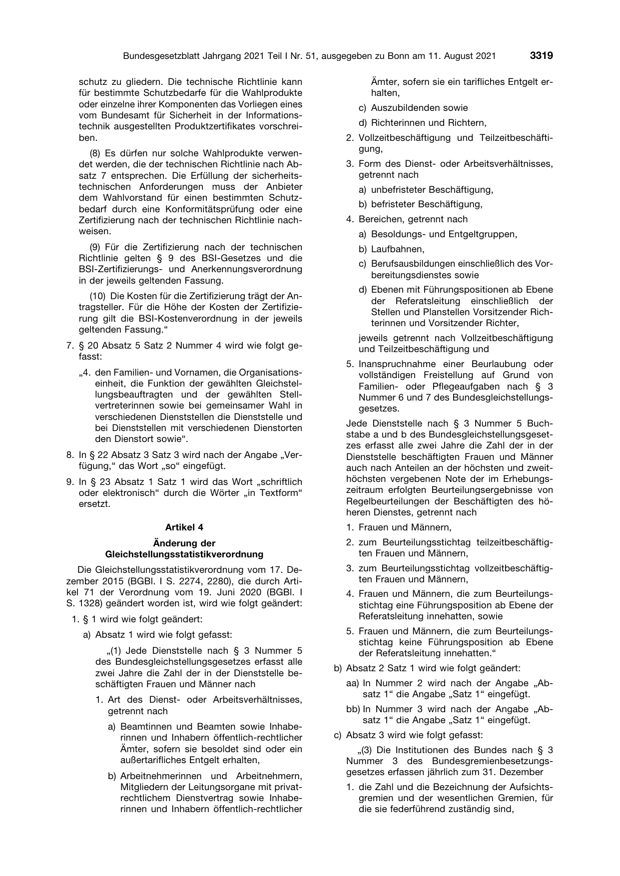 BGBl. 2021, Seite 3319 — Originalseite als Abbildung